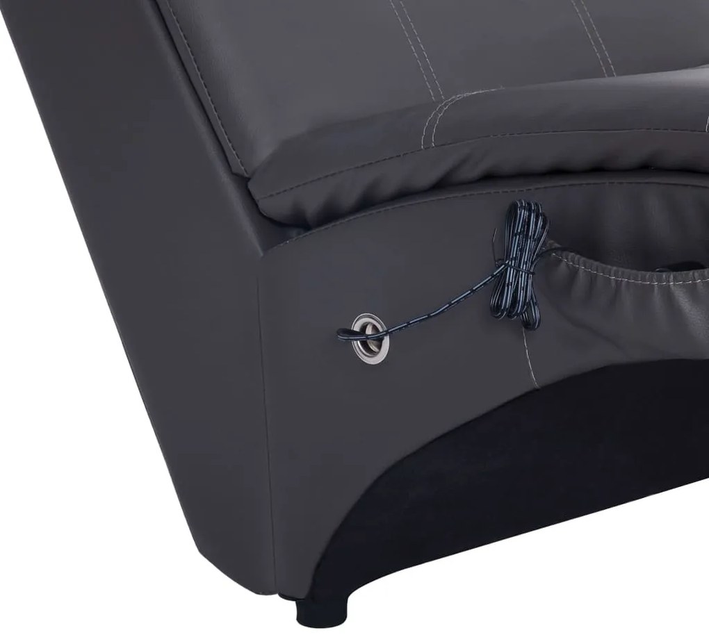 Chaise longue de massagem c/ almofada couro artificial cinzento