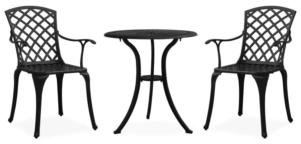 315592 vidaXL 3 pcs conjunto de bistrô alumínio fundido preto