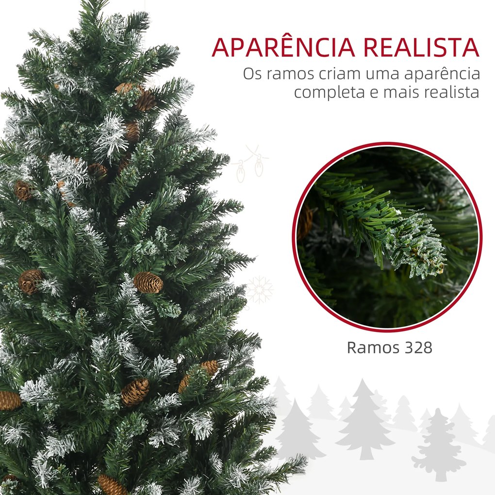 Árvore de Natal Artificial Nevada  Altura 120 cm com 328 Ramos e Suporte Metálico Verde