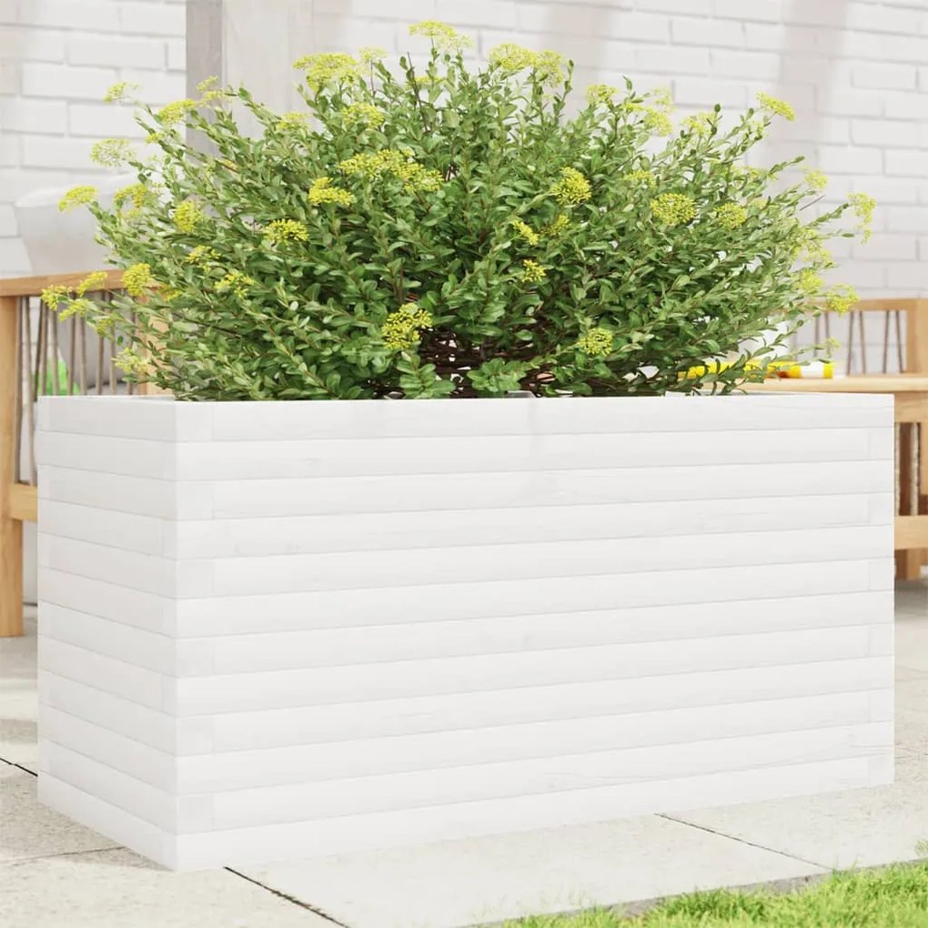 vidaXL Vaso/floreira de jardim 90x40x46 cm madeira pinho maciça branco