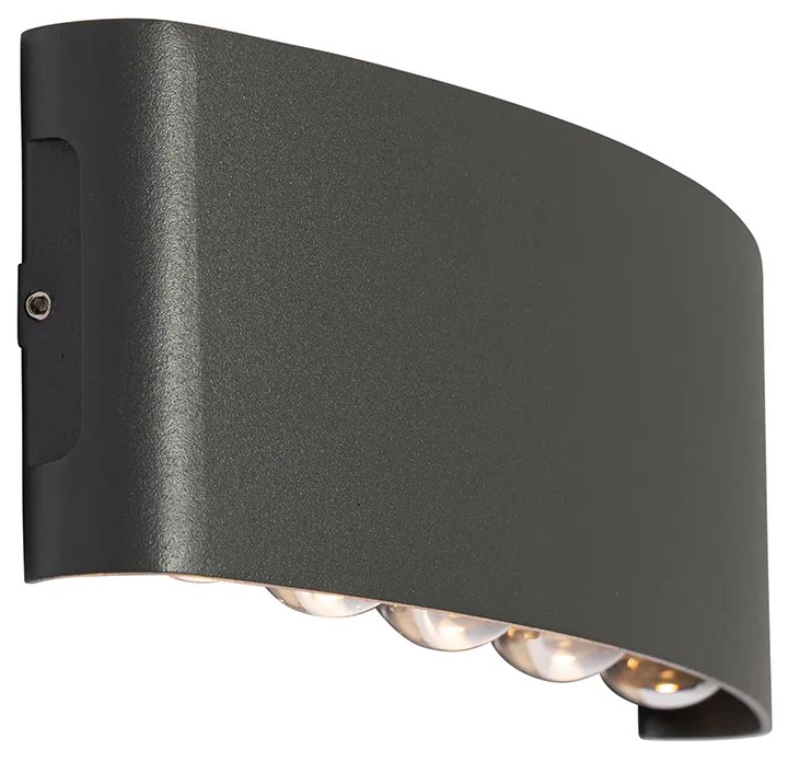 Candeeiro de parede exterior cinzento escuro incl. LED 10 luzes IP54 - Silly Moderno