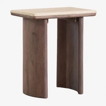 Mesa Lateral Casilda Em Madeira De Travertino E Acácia Travertine & 35 X 25 X 45 Cm - Sklum