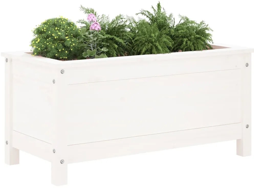 Vaso/floreira de jardim 82,5x40x39 cm pinho maciço branco