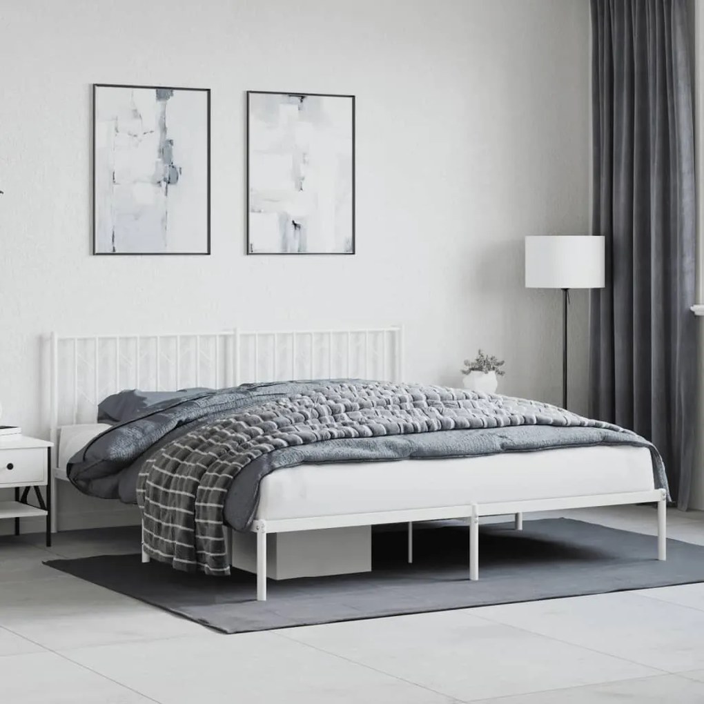 Estrutura de cama com cabeceira 180x200 cm metal branco