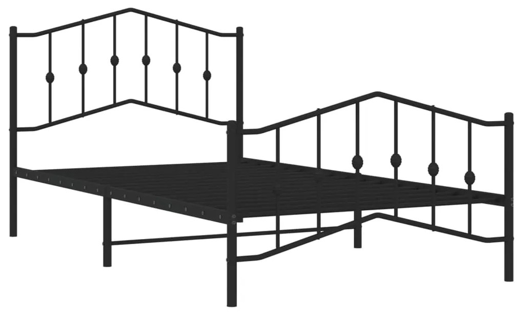 Estrutura de cama com cabeceira e pés 107x203 cm metal preto
