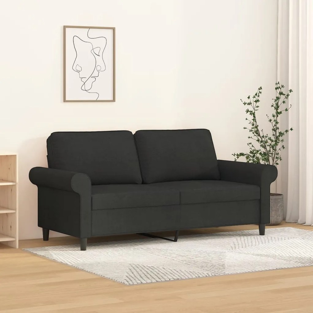 349197 vidaXL Sofá de 2 lugares tecido 140 cm preto