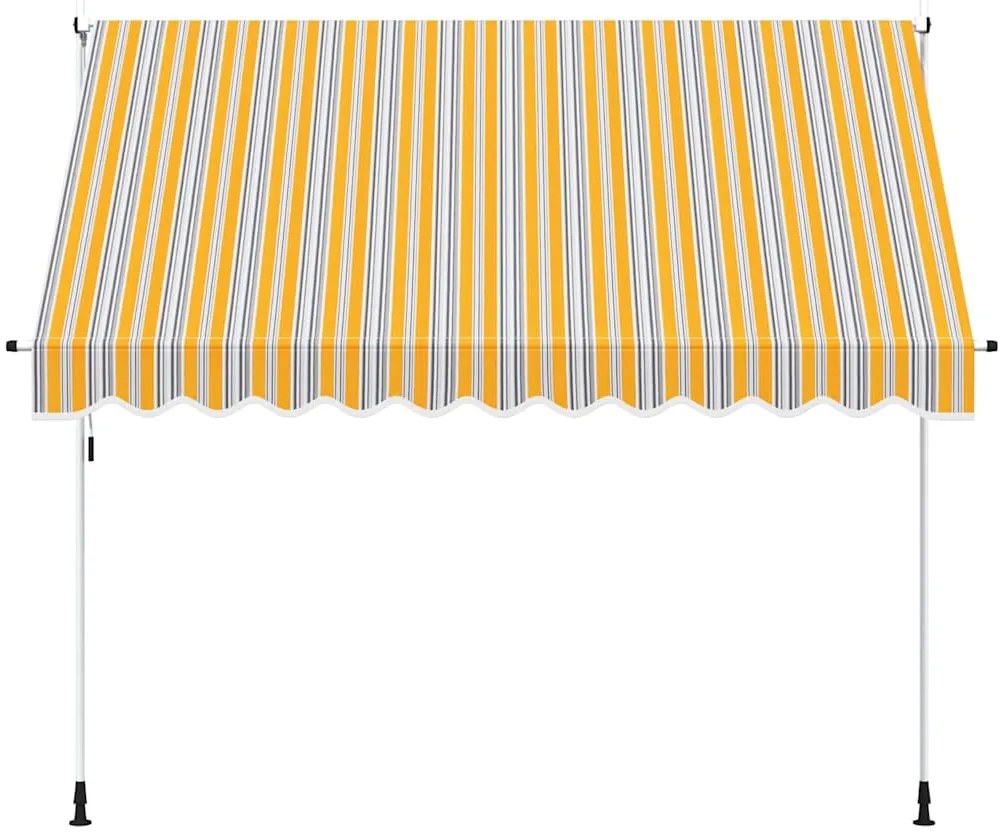 Toldo retrátil manual 300 cm riscas amarelas e azuis