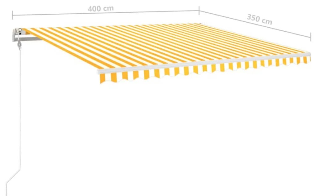 Toldo automático LED e sensor de vento 400x350cm amarelo/branco