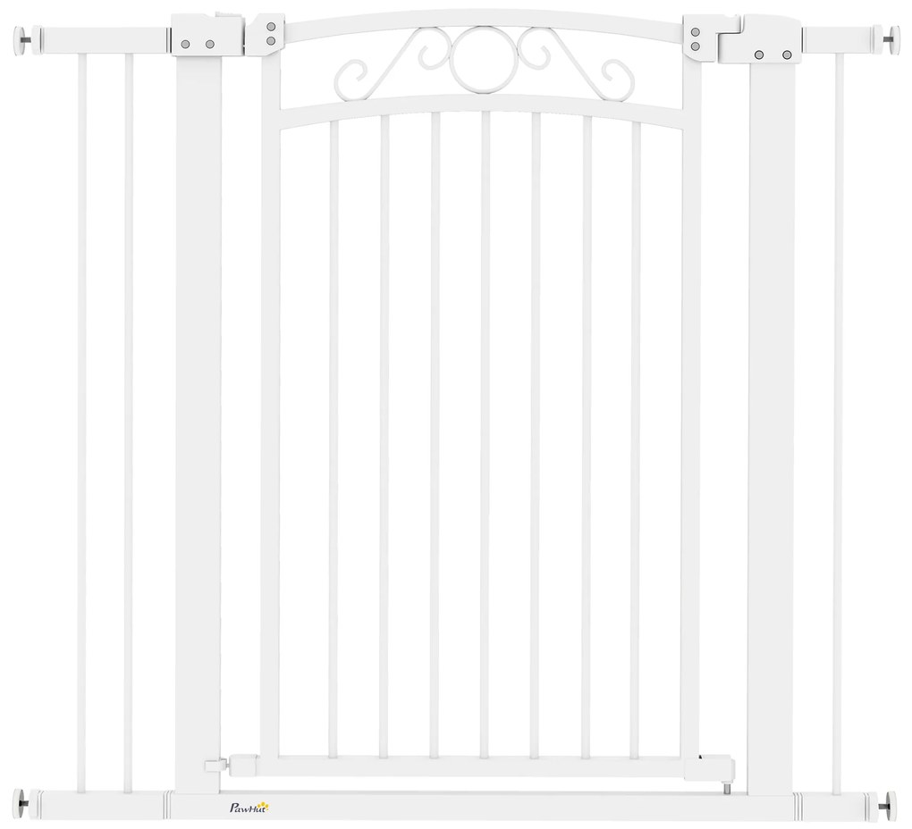 PawHut Barreira de Segurança para Cães Extensível 76-102 cm Barreira para Animais de Estimação com 2 Extensões Duplo Bloqueio Branco