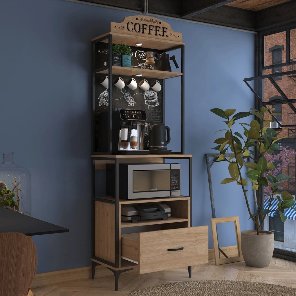 Armário Alto de Cozinha "Auri" - 70 x 190,8 x 40 cm - Nogueira - Desig