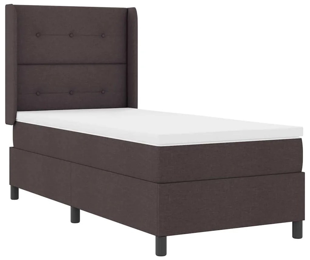 Cama Box com Colchão Marrom Escuro 80 x 200 cm em Tecido