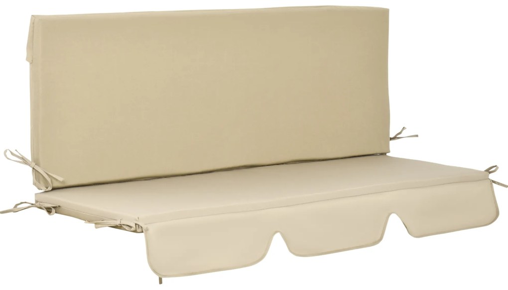 Almofada para Baloiço de 2 Peças Almofada para Baloiço de Assento e Encosto Acolchoado 130x45x5 cm Bege