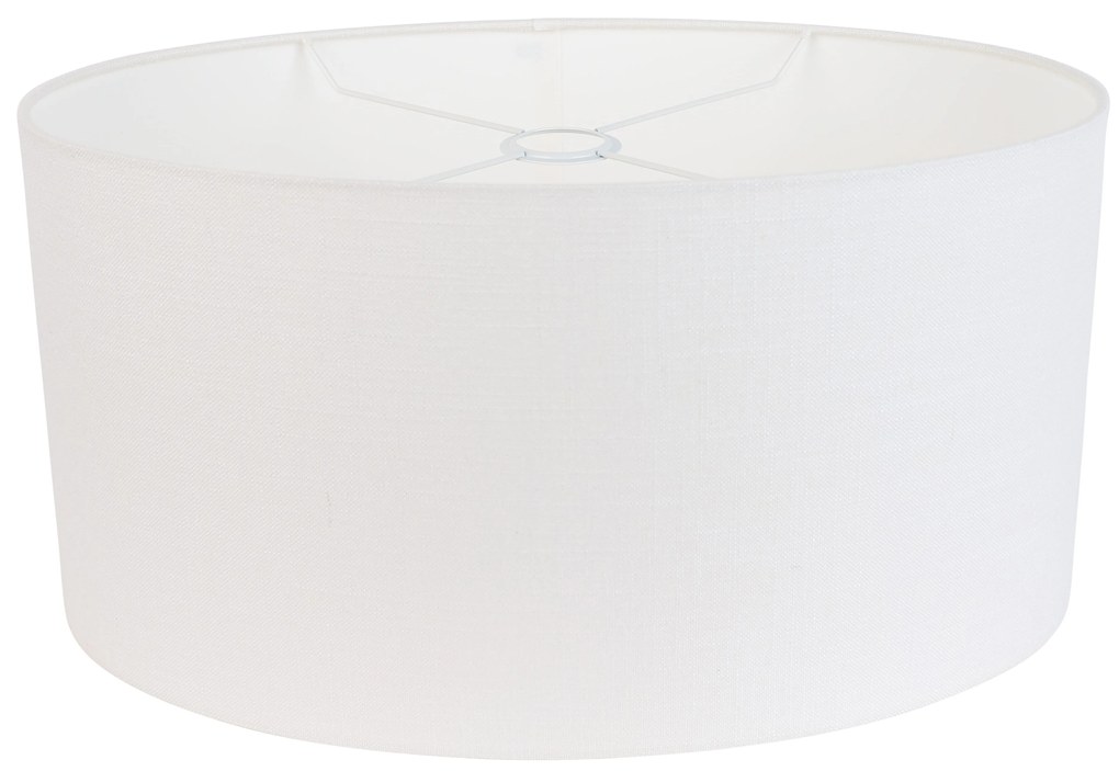 Abajur de Linho Branco Oval 50/33/25 Moderno