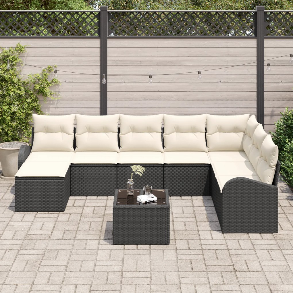 Conjunto de Sofá de Jardim vidaXL 8 Peças com Almofadas de Rattan Poly
