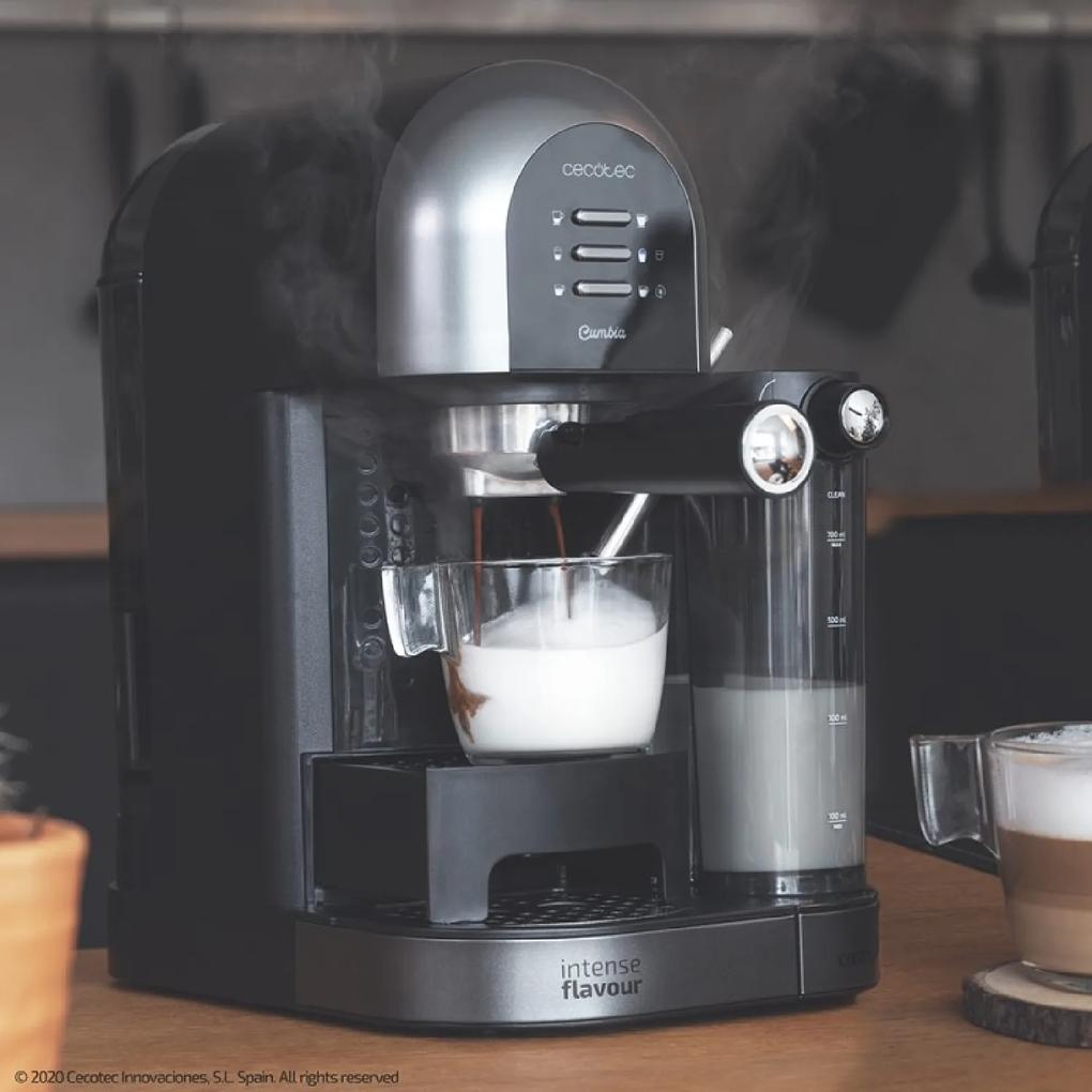 Máquina de café semiautomática Power Instant-ccino 20 Chic Serie Nera semiautomática com 20 bares, thermoblock e apta para café moído e cápsulas
