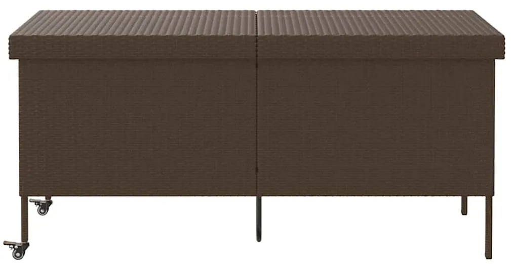 Caixa de arrumação com rodas 160x55x75 cm vime PE castanho