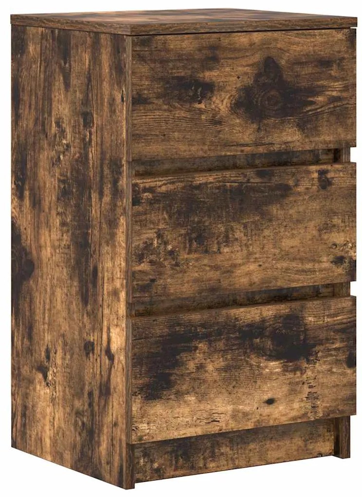 Mesas de cabeceira 3 gavetas 2 pcs 39x35x65cm carvalho fumado