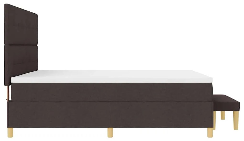 Cama Box Spring com Colchão e Banco Castanho Escuro 200x200 cm Tecido