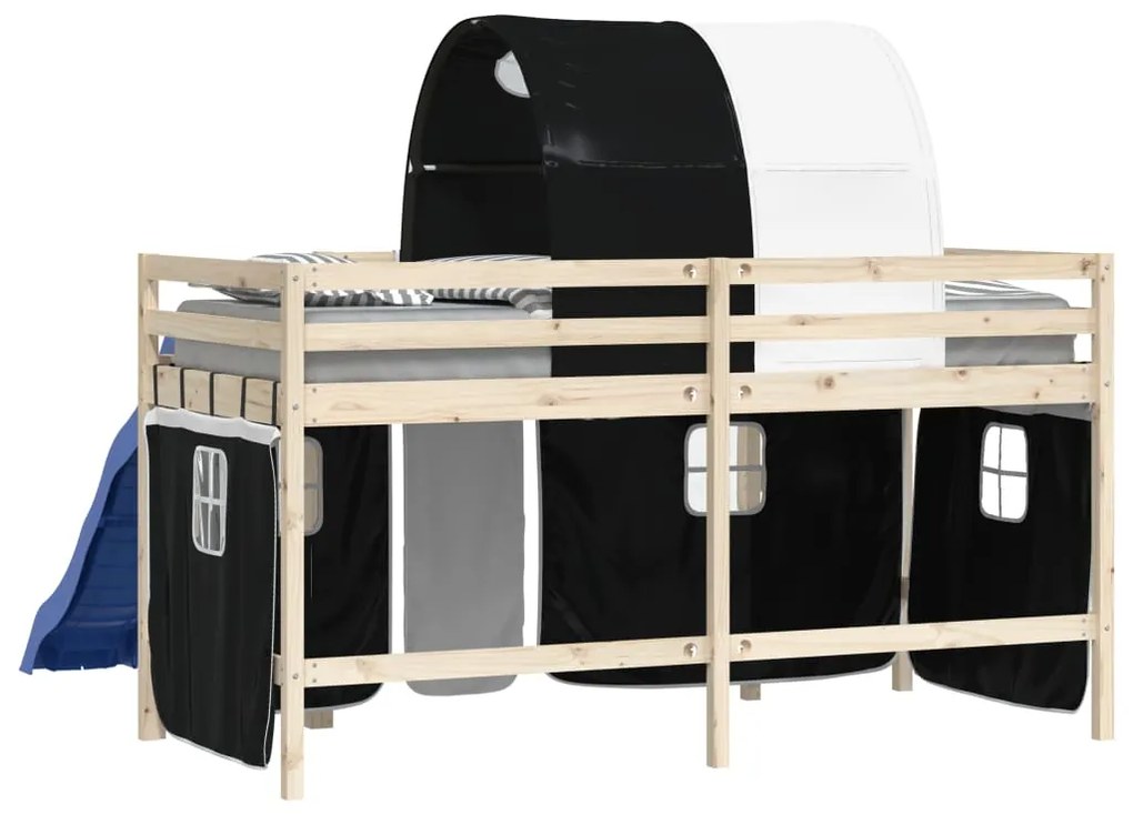 Cortinas para cama elevada com túnel poliéster branco e preto