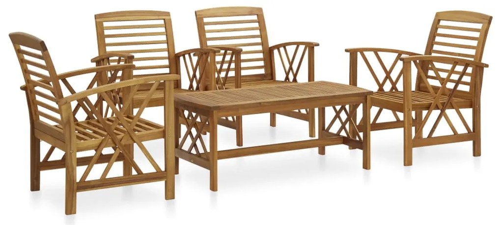 5 pcs conjunto lounge de jardim madeira de acácia maciça