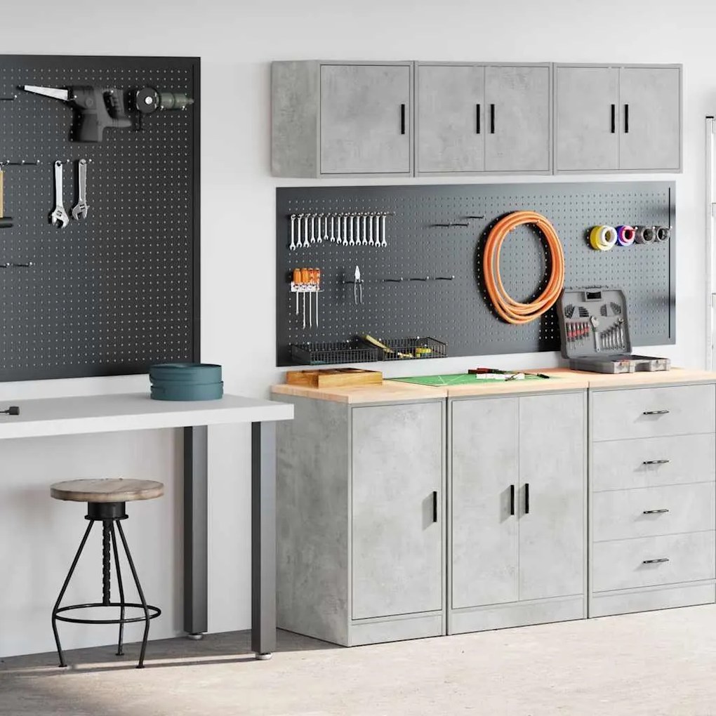 vidaXL Armários de garagem 2 pcs madeira processada cinzento-cimento