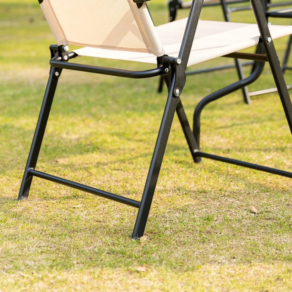Conjunto de Móveis de Jardim com 4 Cadeiras Dobráveis Mesa de Jardim de Vidro e Chapéu de Sol Inclinável Proteção Solar para Pátio Terraço Exterior 80