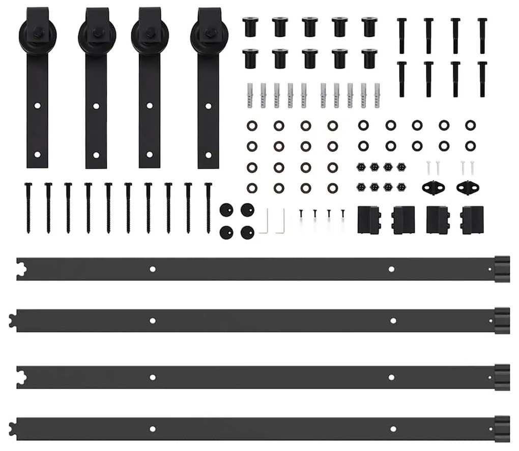 Kit de ferragens para porta deslizante 213,5 cm aço preto