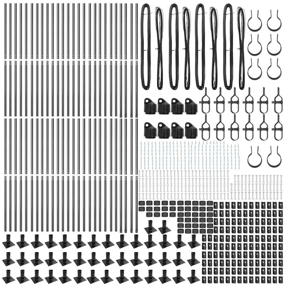 Postes de Cerca com Base - 52 pcs Ø32mm, 88,5cm, Aço Galvanizado.