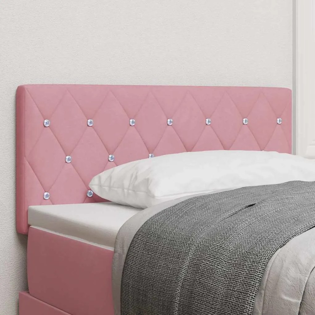vidaXL Cabeceira com Botão de Cristal Tufted Rosa - 90 cm em Veludo