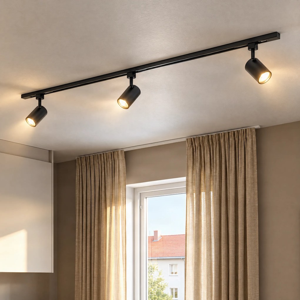 Sistema de Calha Inteligente Preto Incl. 3 GU10 WiFi Monofásico - Jeana Icónico