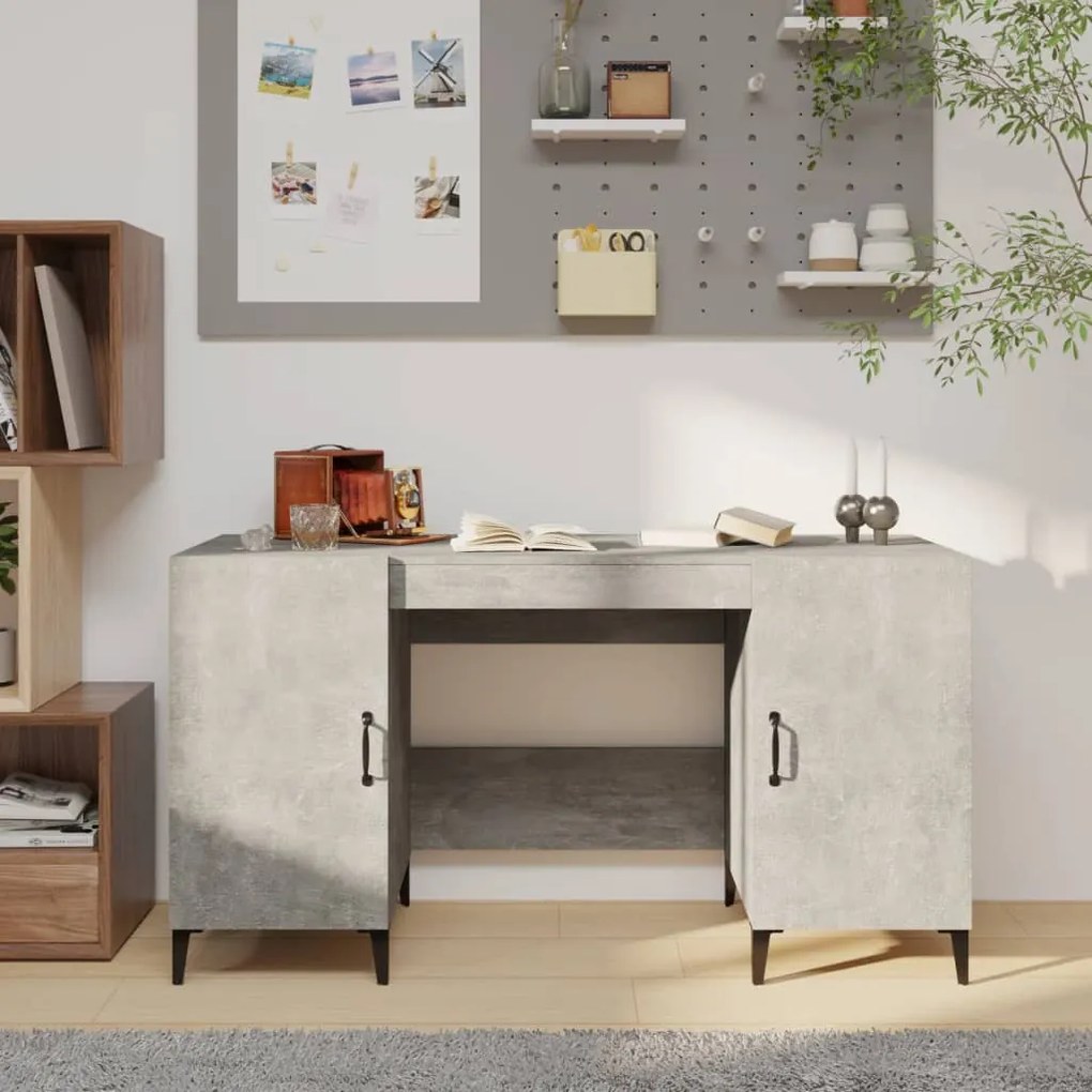 vidaXL Secretária 140x50x75 cm derivados de madeira cinza cimento