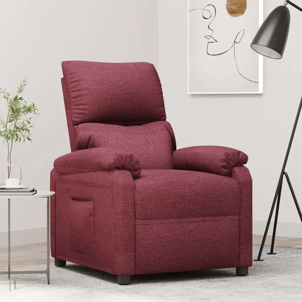 342454 vidaXL Poltrona reclinável tecido vermelho tinto