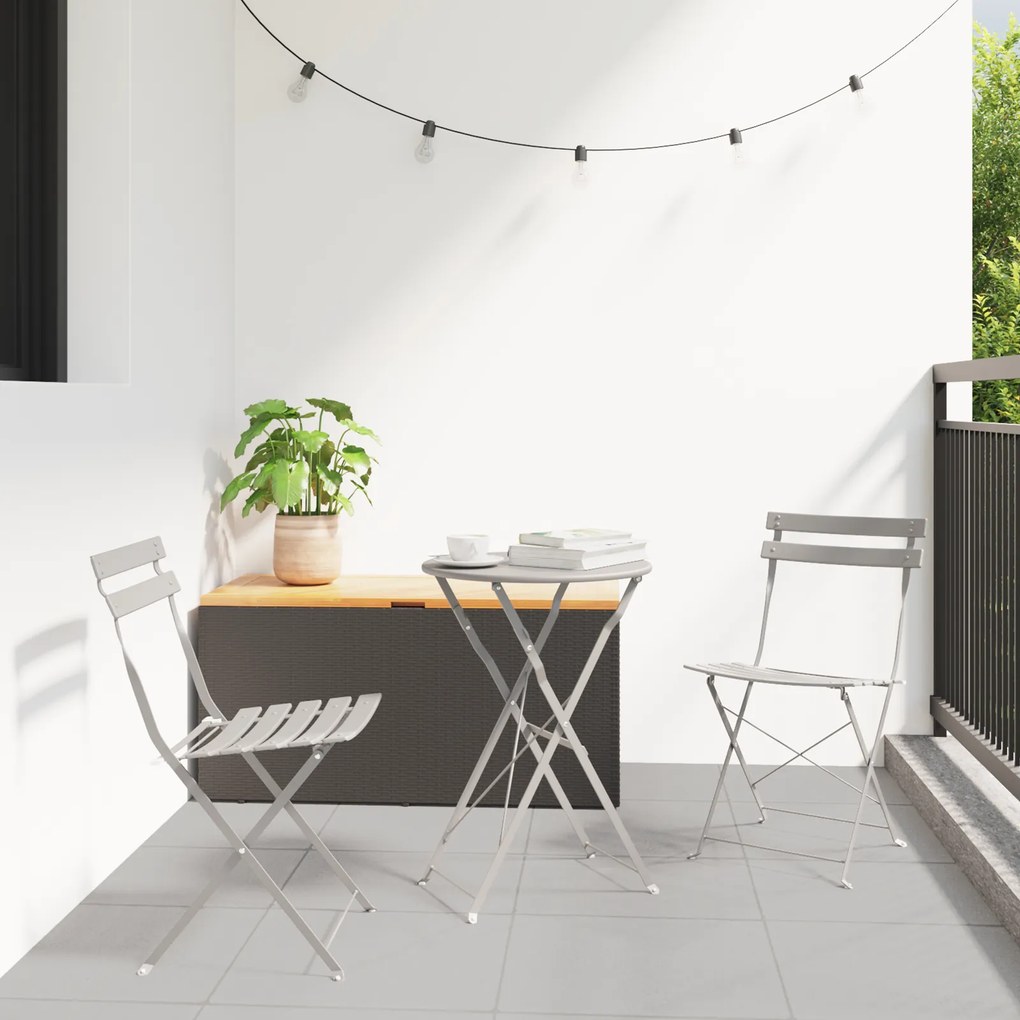 Conjunto de Bistro Dobrável de 3 Peças vidaXL Bege Aço