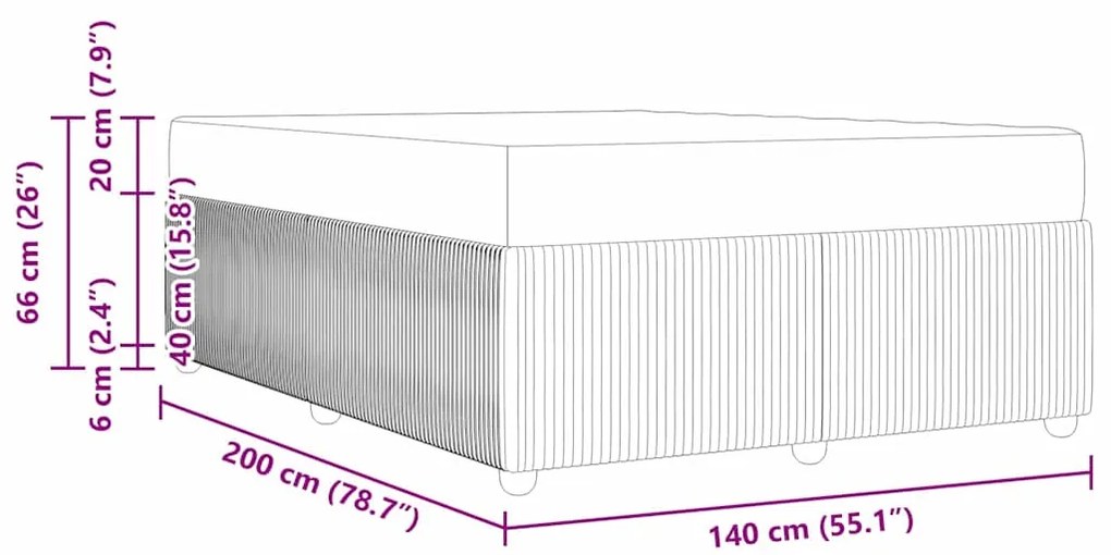 Estrutura de cama com colchão Cinzento escuro 140 x 200 cm