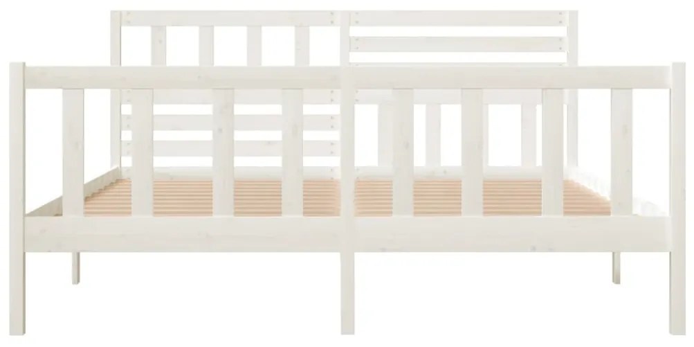 Estrutura de cama casal 135x190 cm madeira maciça branco