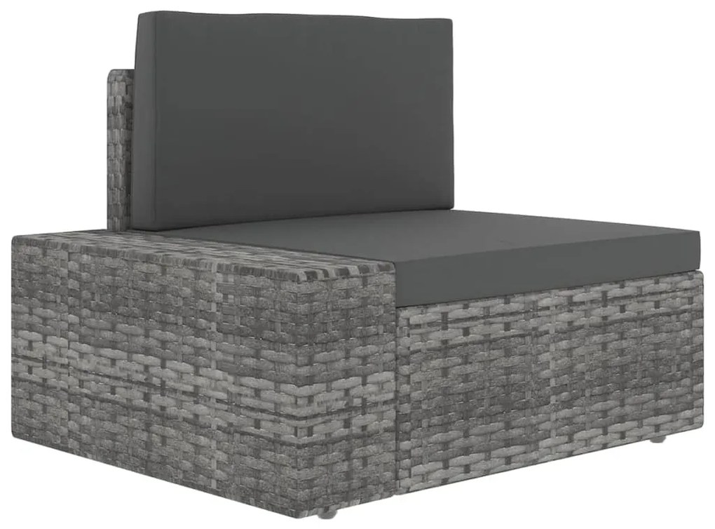 8 pcs conjunto lounge de jardim c/ almofadões vime PE cinzento