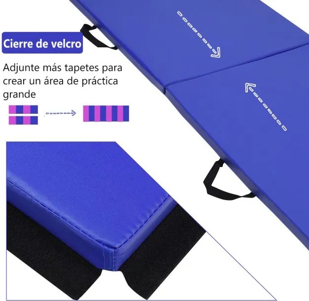 Colchão de ginástica desportiva dobrável 180 x 60 x 5 cm Tapete de ioga Tapetes de fitness Azul