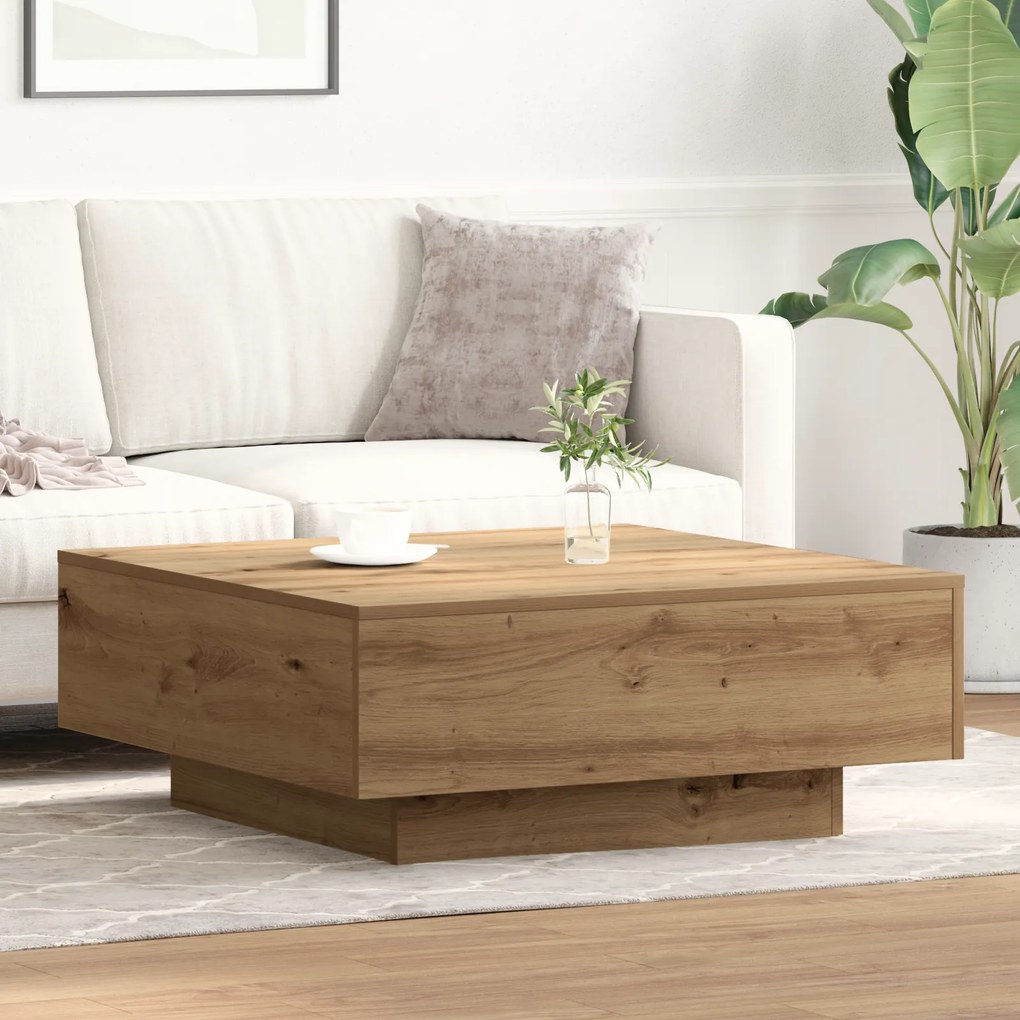 vidaXL Mesa de Centro Carvalho Artesanal 80x80x31 cm Madeira Engenharia