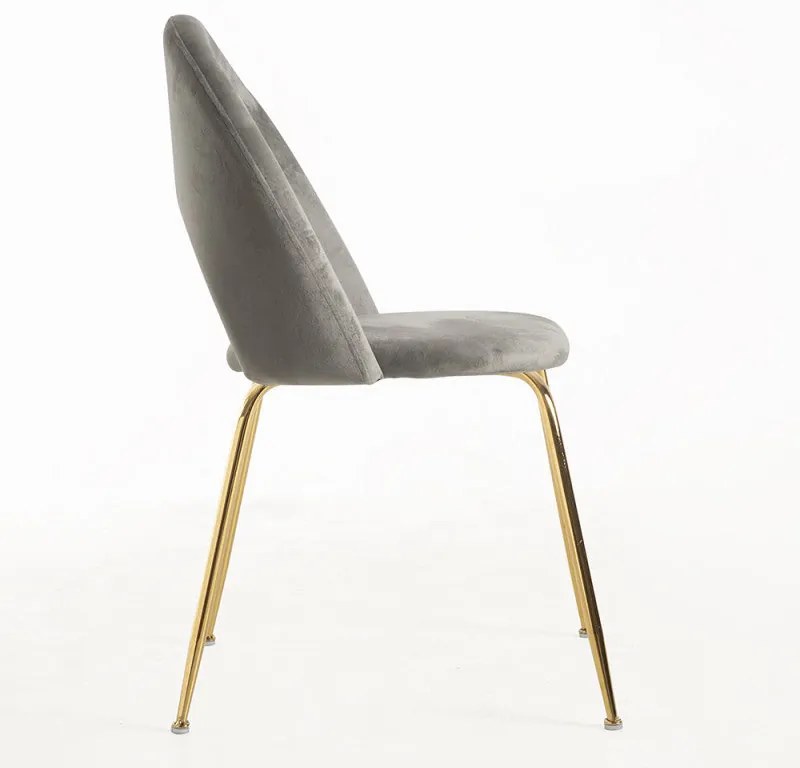 Conjunto de 2 Cadeiras Lille em Veludo Cinzento com Pernas Douradas -