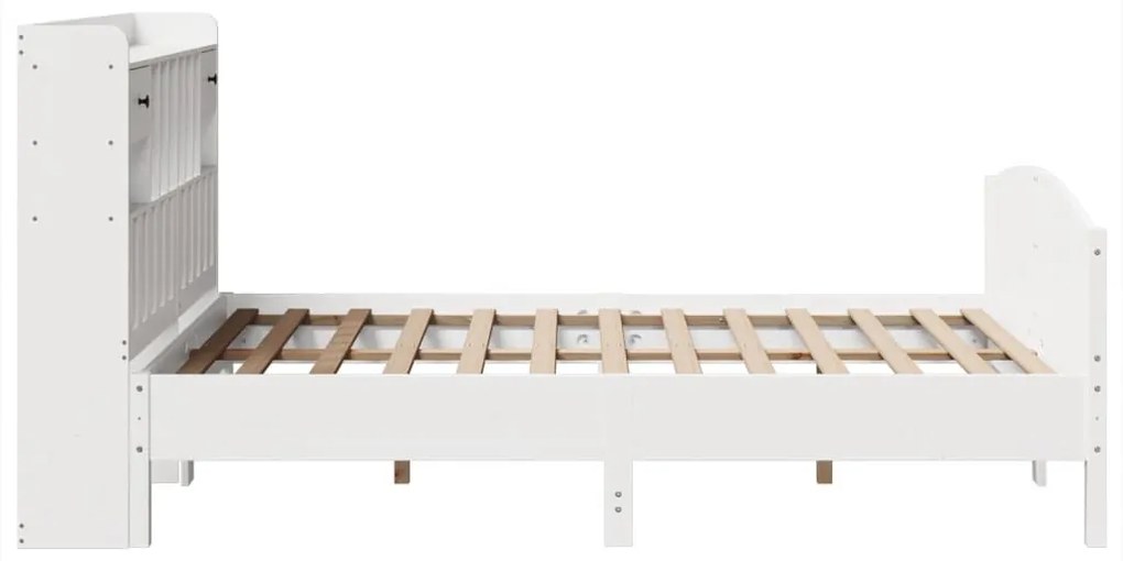Cama com estante sem colchão 140x190 cm pinho maciço branco