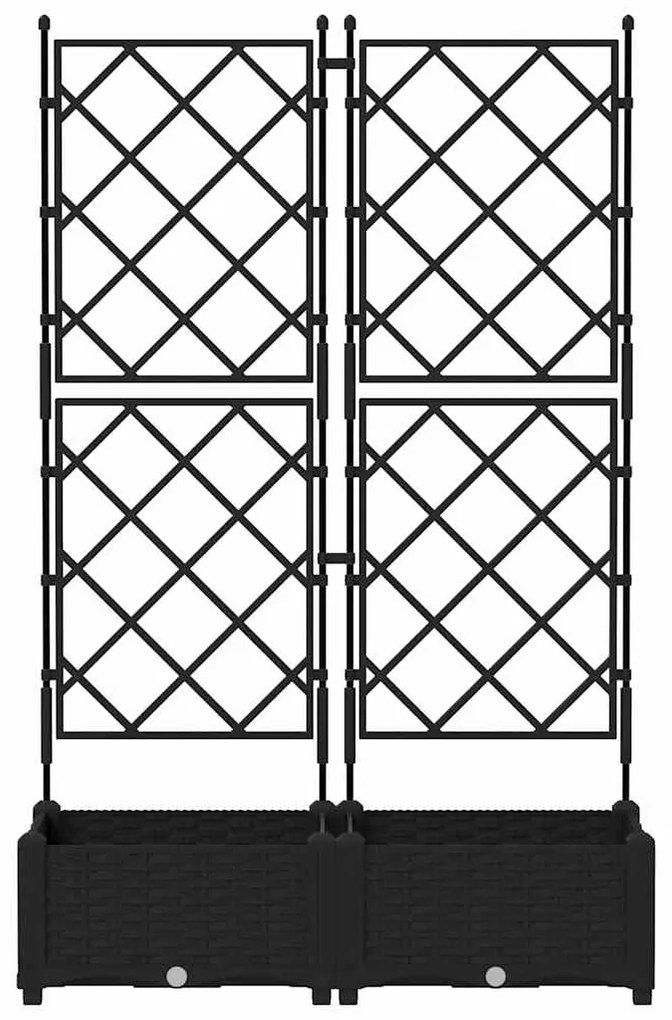 Jardineira com Treliça 2 pcs Preta 80x40x125.5 cm