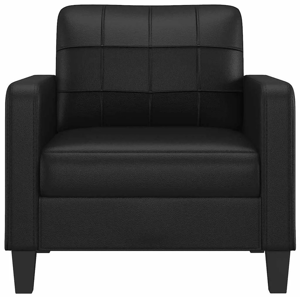 Poltrona couro artificial 60 cm preto