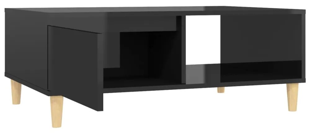 Mesa de centro 90x60x35 cm contraplacado preto brilhante