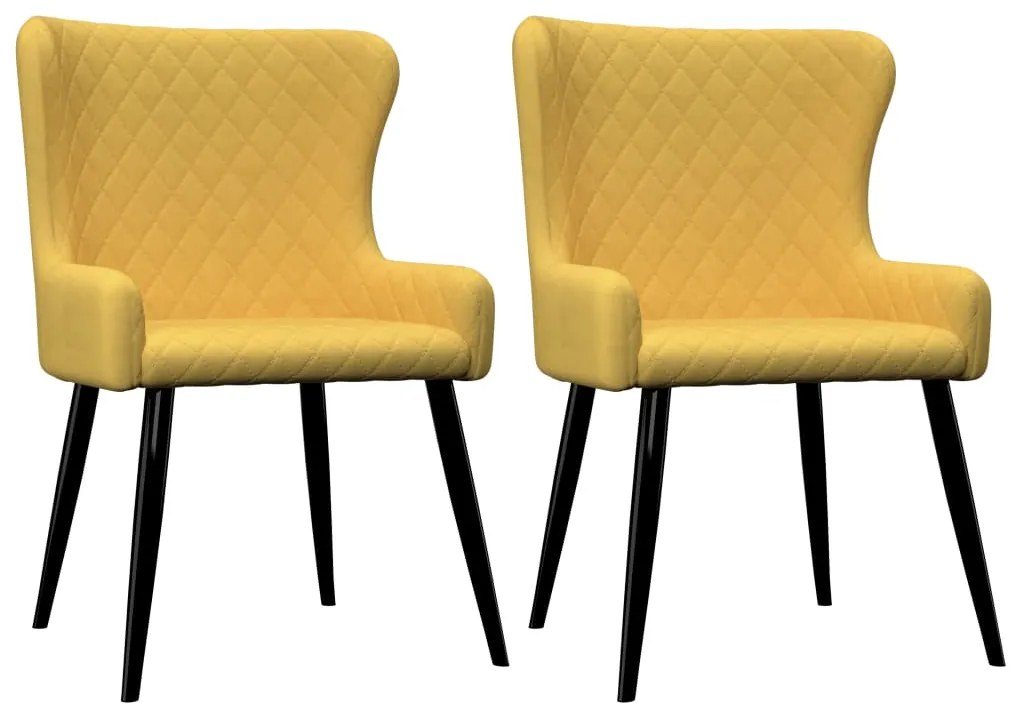 vidaXL Cadeiras de jantar 2 pcs tecido amarelo