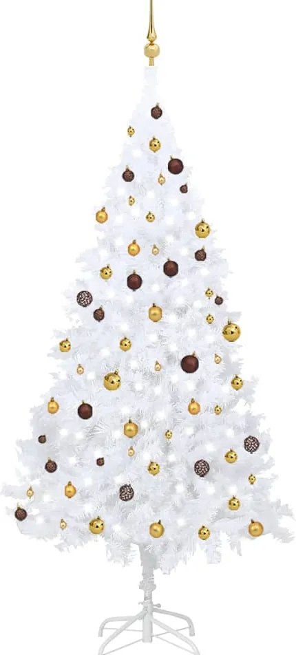 vidaXL Árvore Natal artificial pré-iluminada c/ bolas branco