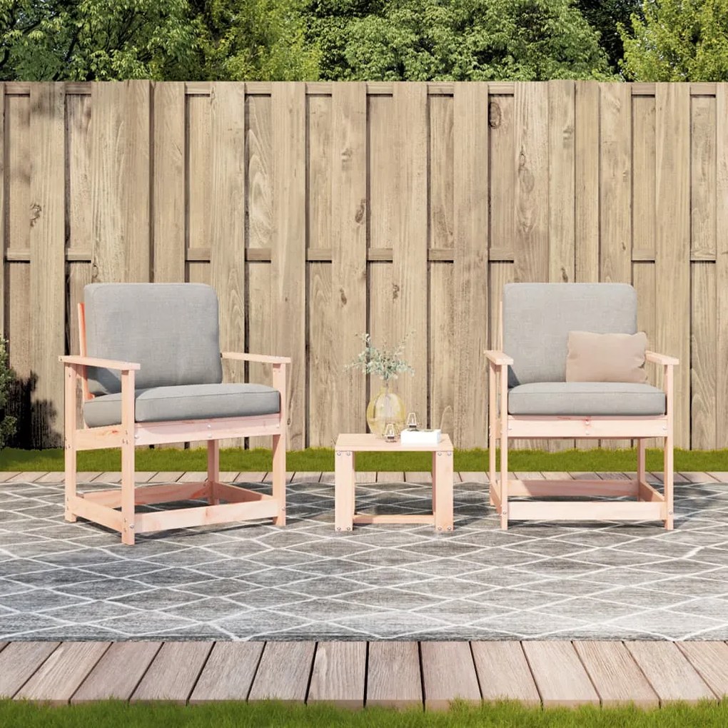 Conjunto de Jardim - 2 Poltronas e 1 Mesa - Madeira de Douglas Maciça
