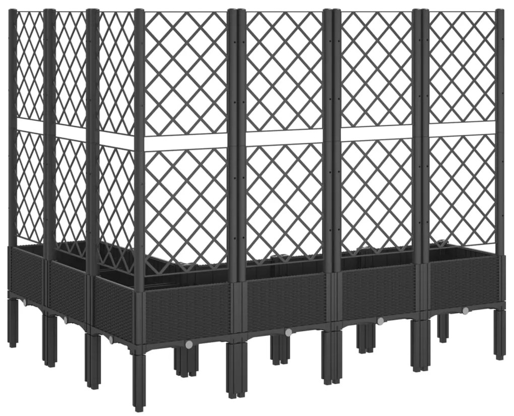 Vaso/floreira de jardim c/ treliça 160x120x142 cm PP preto