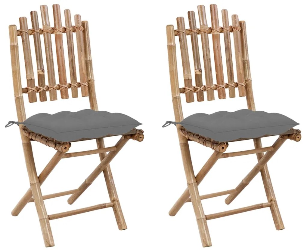 vidaXL Cadeiras de jardim dobráveis c/ almofadões 2 pcs bambu