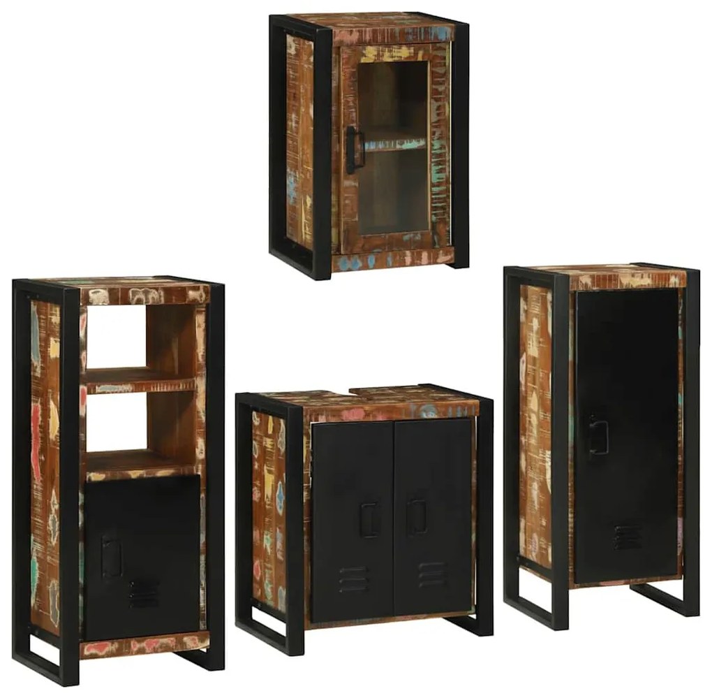 vidaXL Conjunto de Móveis para Banheiro com prateleira com porta 4 pcs