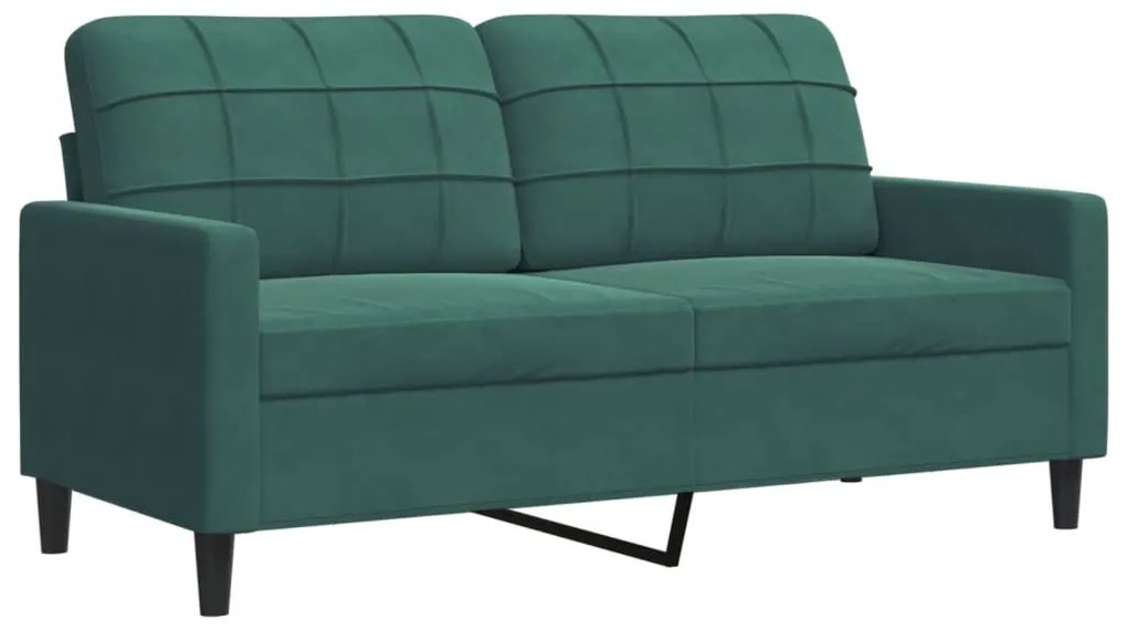 3 pcs conjunto de sofás com almofadões veludo verde-escuro
